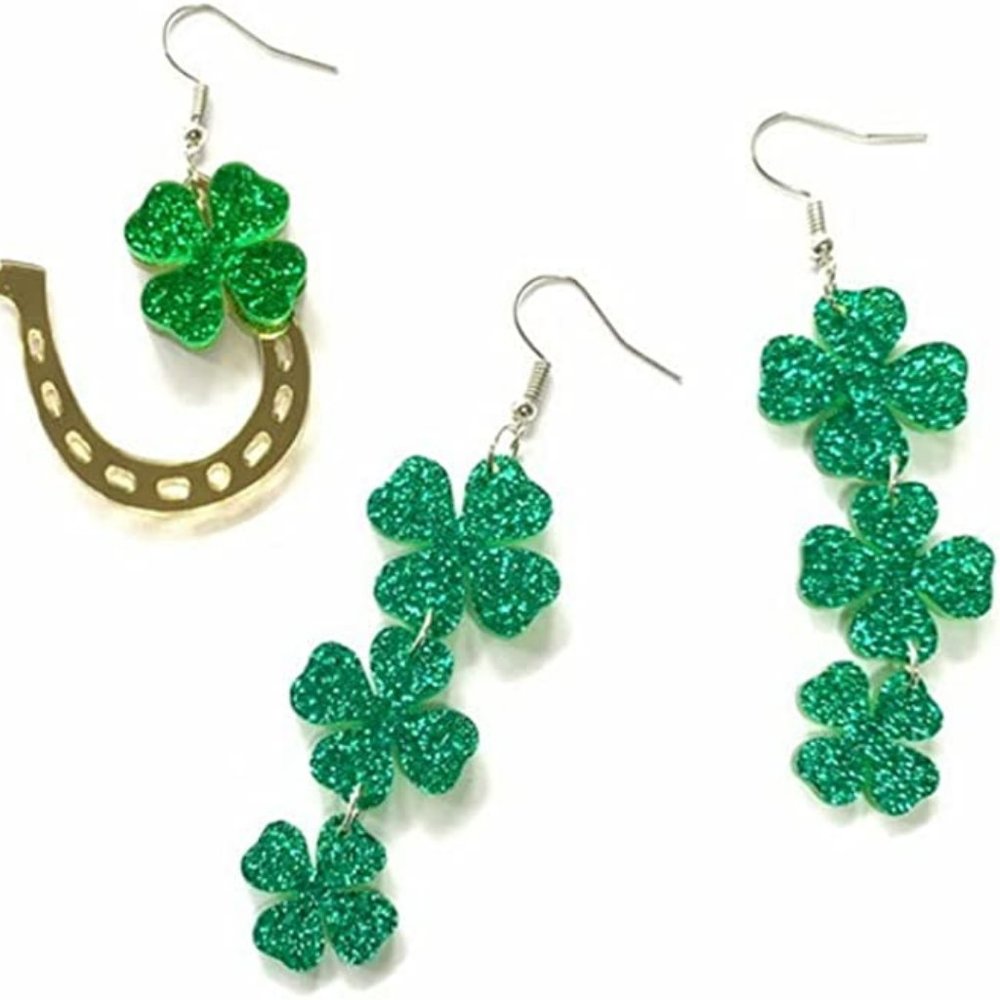 Free Shipping!! 2 Pairs- St Patrick's Day Sparkly Festive Earrings